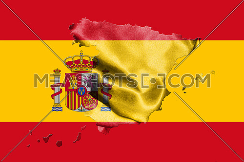 Map Of Spain With Spanish Flag On It 3D illustration