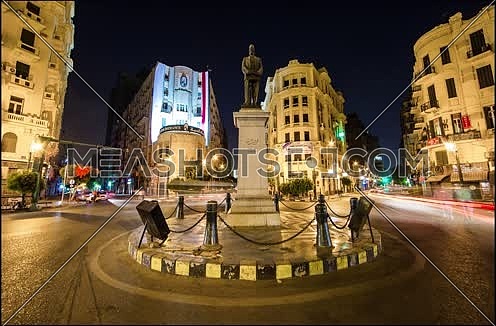 Timelapse at Talaat Harb Square in Downtown Cairo at night