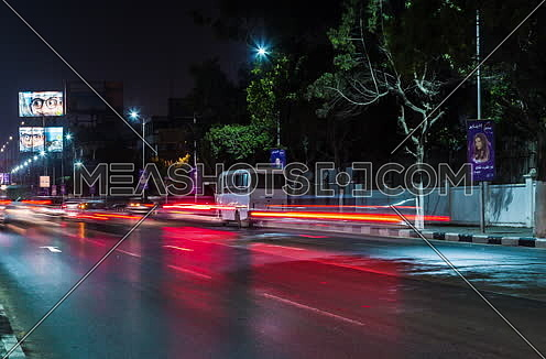 Zoom IN Shot for traffic at Salah Salim Street at Night