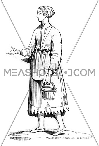 Gallic woman, vintage engraved illustration. Magasin Pittoresque 1842.