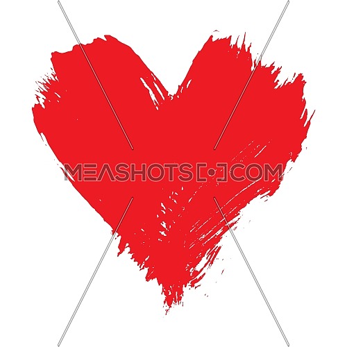 Vector illustration of grunge brushstroke painted red heart shape isolated on white background