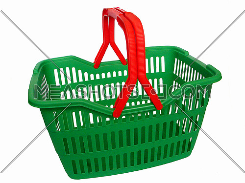 green shopping cart isolated on white background