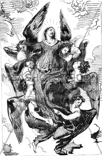 The Assumption of the Virgin, vintage engraved illustration. Magasin Pittoresque 1836.