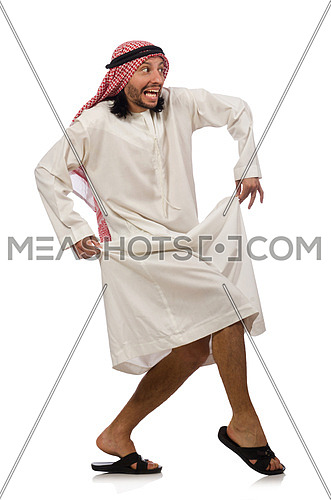 Happy arab man isolated on white