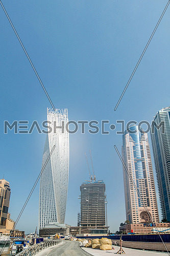 Dubai - AUGUST 9, 2014: Dubai Marina district on August 9 in UAE, Dubai. Dubai Marina district is a popular residential and business area.