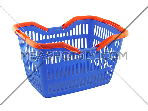 blue shopping basket on white background