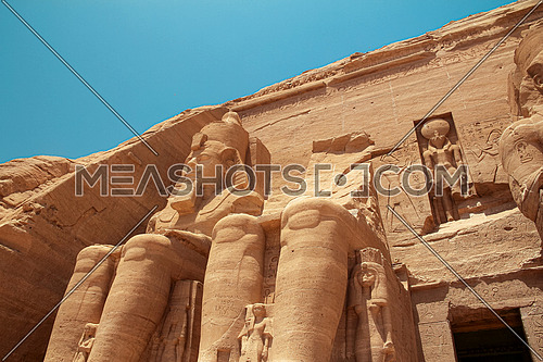 Low angel shot for Abu Simbel Temple in Aswan in Egypt at Day