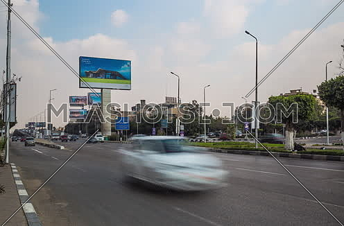Fixed Shot for traffic at Salah Salim Street showing AL Galaa Bridge in background