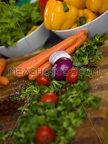 delicious assortment of farm fresh vegetables in restaurant kitchen