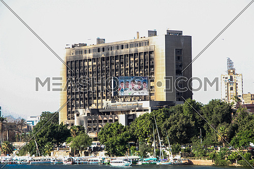 El Watany Party Building after it got burnt during the 25th Jan Revolution