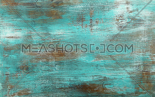 Grunge blue and white painted brushed and weathered uneven antique wooden surface background