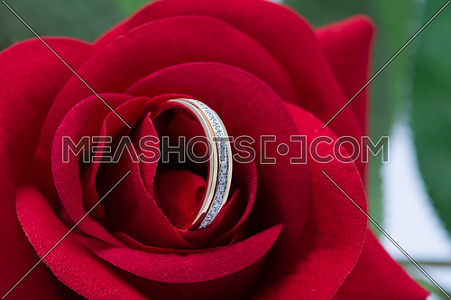 ring with diamond in red flower