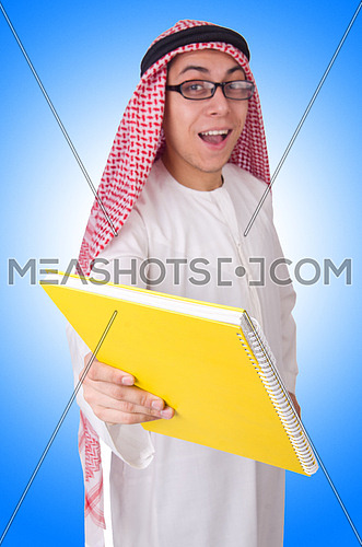 Arab student isolated on white