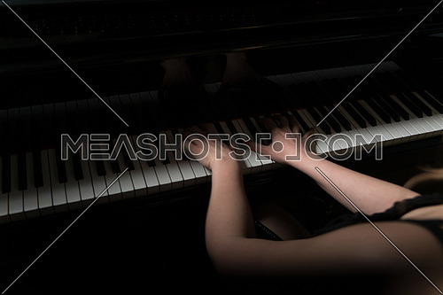 Piano Keys Pianist Hands Playing Classical Music Close Up