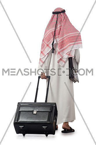 Arab on his travel with suitcase
