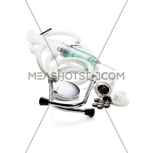 doctor's medical tools isolated on white background