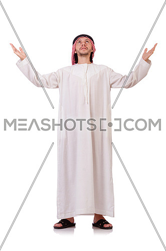 Praying arab man isolated on white