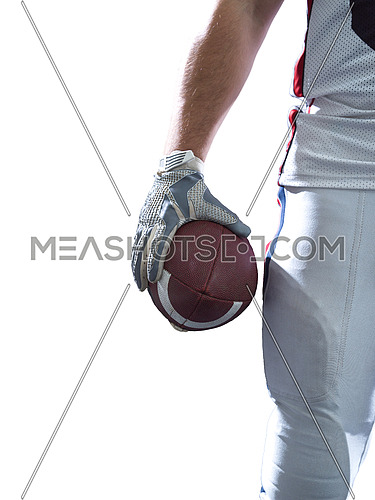 american football player celebrating touchdown isolated on white background