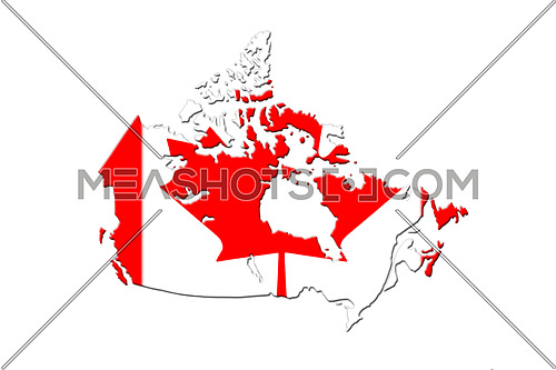 Canadian Map With National Flag On It On White Background 3D Rendering