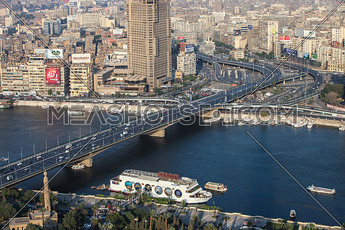Panorama shot for traffic on 6 octobre bridge in cairo at day