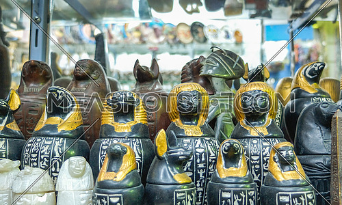 pharaonic figures in a shop display