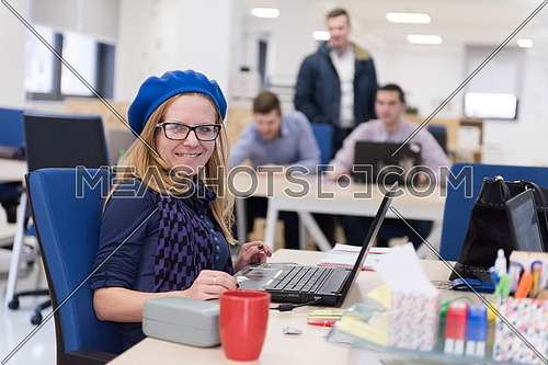 startup business, woman  working on laptop computer at modern office