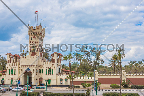 Long shot for Montazah Palace Gate at Alexandria at Day