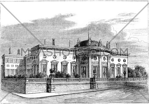 The Palace of the Legion of Honour, on the Quai d'Orsay in Paris, vintage engraved illustration. Magasin Pittoresque 1861.