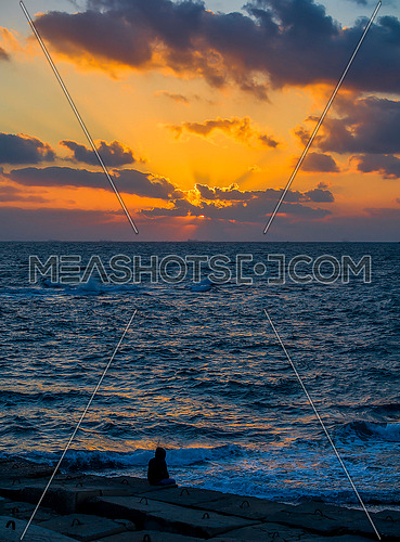 Sunset from the city of Alexandria in the sea