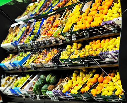 fresh fruits and vegetables in supermarket store shop