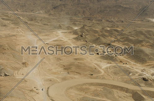 Arial shot for construction zone in the desert in Suez at day