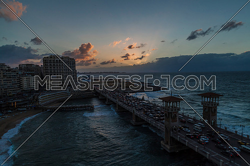 Panorama shot for Stanly Bridge at Alexandria from Day to Night