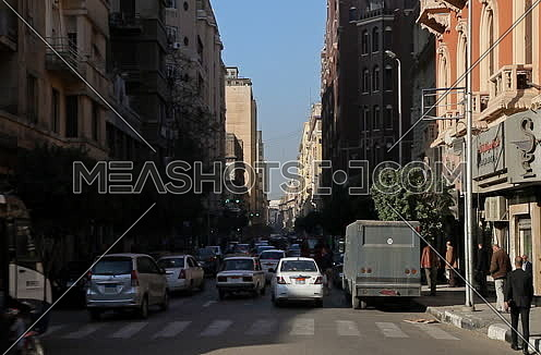 Fixed  Shot for Traffic at downtown at Cairo at Day