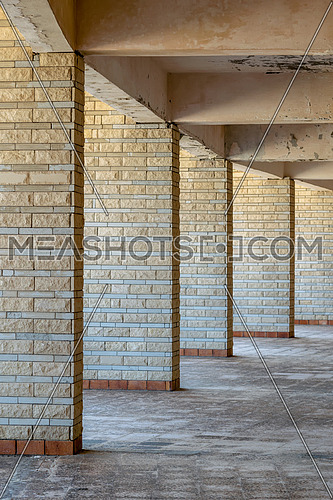 Background of row of sequential stone brick walls