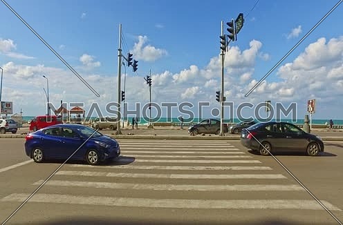 Follow shot for Traffic at alxendaria at day