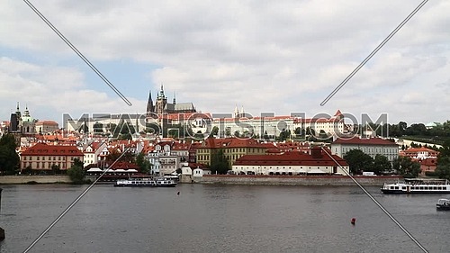 View of Prague lesser town over Vltava River in Czech Republic at day