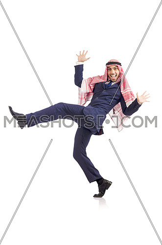 Arab man dancing from joy