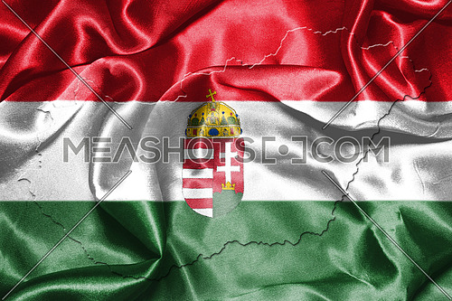 Hungarian National Flag And Map Waving in the Wind 3D illustration