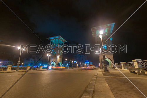Long shot for Traffic at Stanly Bridge at Alexandria at Night