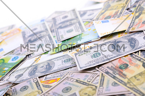 business money background with us dollars and european euro