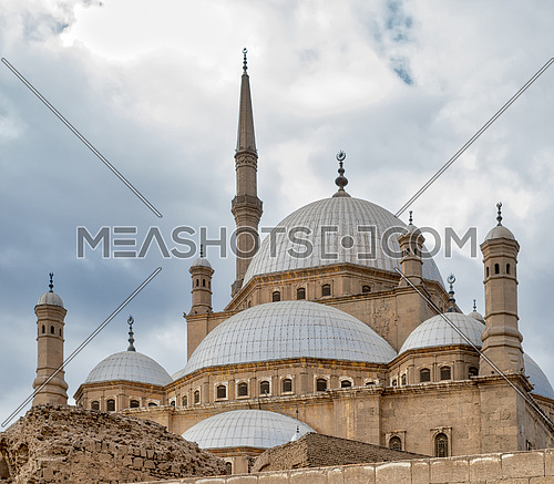 Domes of the great Mosque of Muhammad Ali Pasha (Alabaster Mosque), situated in the Citadel of Cairo, Egypt, commissioned by Muhammad Ali Pasha