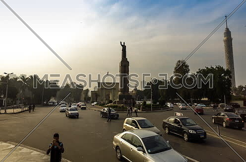 Fixed shot for Opera Square at Cairo at Sunset