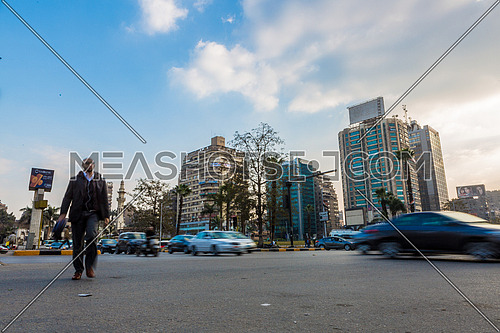 Low angel shot for traffic in Gamet Al Dowal Street at Cairo at Day