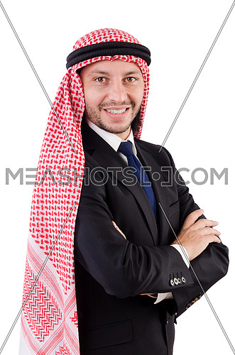 Confident arab man isolated on white