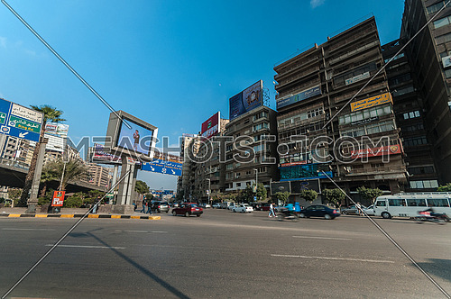 long shot for traffic in Gamet Al Dowal Street at Cairo at Day
