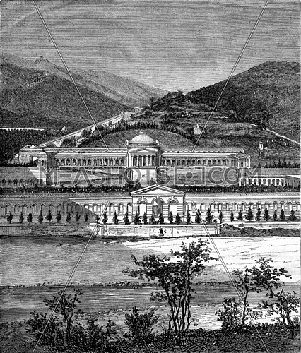 The Campo Santo in Genoa, vintage engraved illustration. Magasin Pittoresque 1878.