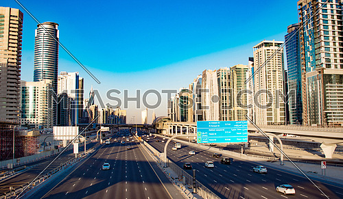 cars moving on Sheikh Zayed road Dubai top shot
18 December 2015