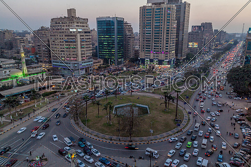 fixed shot for traffic in Moustafa Mahmoud Square at Cairo at Day