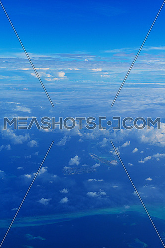 aerial view of tropical beach nature landscape scene with white sand at summer Maldives