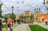 time laps shot showing Hajasophia and Sultan Ahmet Mosque in istanbul turkey